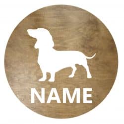 Pies Jamnik Twoje Imię Dekoracja Drewniana Dla Niej lub Dla Niego na Prezent 109 Kolorów do Wyboru