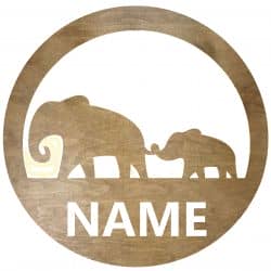 Słoń Twoje Imię Dekoracja Drewniana Ścienna Dla Niej lub Dla Niego na Prezent 109 Kolorów do Wyboru
