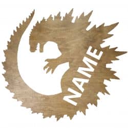 Godzilla Twoje Imię Dekoracja Drewniana Ścienna Dla Niej lub Dla Niego na Prezent 109 Kolorów do Wyboru