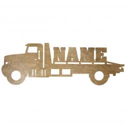 Ciężarówka Twoje Imię Dekoracja Drewniana Dla Niej lub Dla Niego na Prezent 109 Kolorów do Wyboru