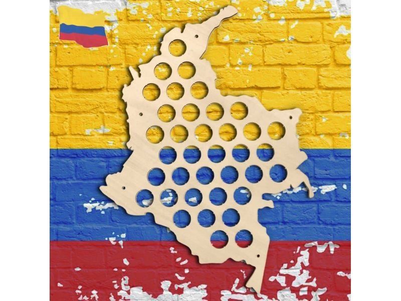 Kolumbia Mapa Piwo Na Kapsle Tablica Piwa Piwna 3 Kolory Do Wyboru Na Prezent Dla Niego M0026 50x30 cm