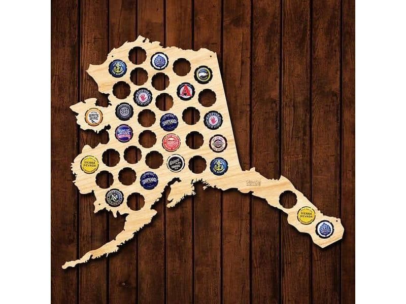 Alaska Stany USA Mapa Piwo Na Kapsle Tablica Piwa Piwna 3 Kolory Do Wyboru Na Prezent Dla Niego M0063 45x40 cm