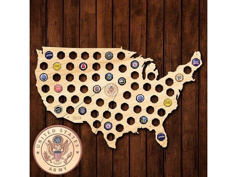 USA Mapa Piwo Na Kapsle Tablica Piwa Piwna 3 Kolory Do Wyboru Na Prezent Dla Niego M0069 50x35 cm