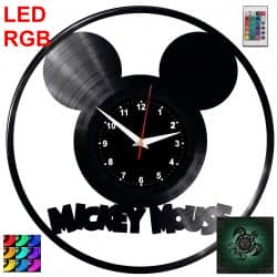 Myszka Miki Zegar Ścienny Podświetlany LED RGB Na Pilota Płyta Winylowa Nowoczesny Dekoracyjny Na Prezent Urodziny
