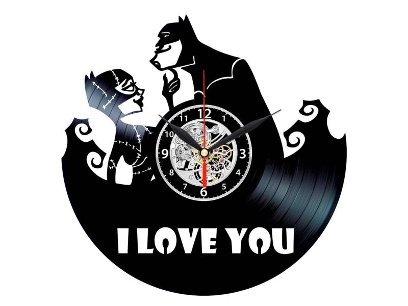 BATMAN LOVE WALENTYNKI MIŁOŚĆ ZEGAR ŚCIENNY DEKORACYJNY NOWOCZESNY PŁYTA WINYLOWA VINYL NA PREZENT EVEVO