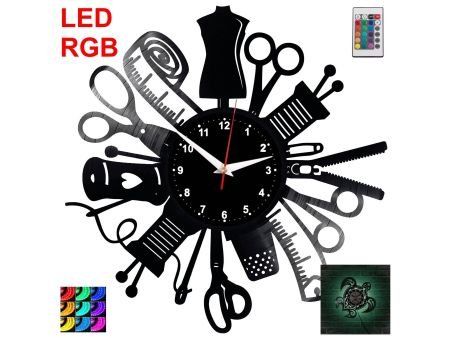 Szycie Maszyna do Szycia Zegar Ścienny Podświetlany LED RGB Na Pilota Płyta Winylowa Nowoczesny Na Prezent Urodziny W0049LED