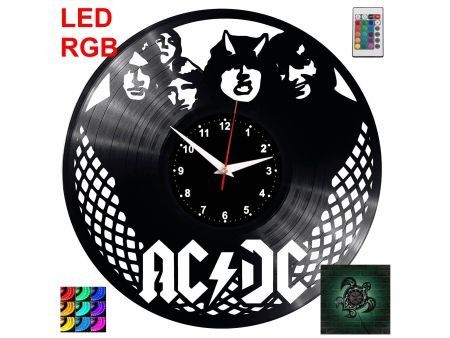 AC/DC AC-DC ACDC ZEGAR ŚCIENNY LED RGB PILOT PŁYTA WINYLOWA PREZENT UPOMINEK URODZINY DLA NIEJ DLA NIEGO EVEVO W0051 LED