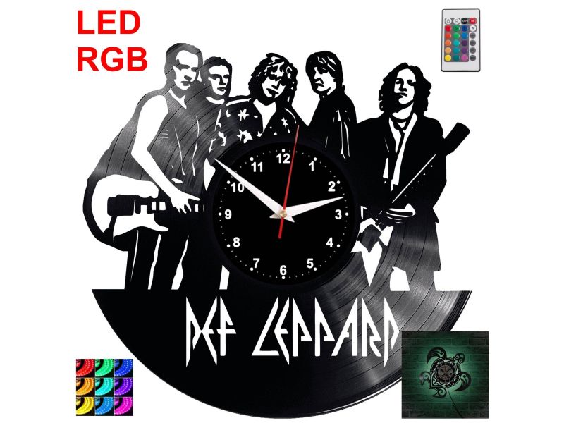 Def Leppard Zegar Ścienny Podświetlany LED RGB Na Pilota Płyta Winylowa Nowoczesny Dekoracyjny Na Prezent Urodziny