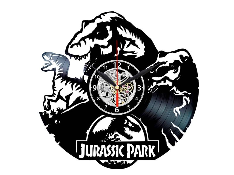 PARK JURAJSKI JURASSIC PARK  ZEGAR ŚCIENNY DEKORACYJNY NOWOCZESNY PŁYTA WINYLOWA WINYL NA PREZENT EVEVO 