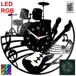 Perkusja Gitara Zegar Ścienny Podświetlany LED RGB Na Pilota Płyta Winylowa Nowoczesny Dekoracyjny Na Prezent Urodziny