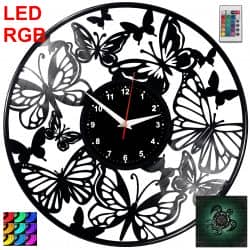 Motyle Motylki Zegar Ścienny Podświetlany LED RGB Na Pilota Płyta Winylowa Nowoczesny Dekoracyjny Na Prezent Urodziny