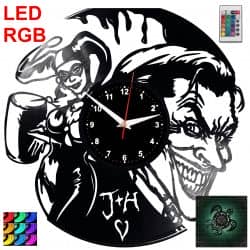 Joker and Harley Quinn Zegar Ścienny Podświetlany LED RGB Na Pilota Płyta Winylowa Nowoczesny Dekoracyjny Na Prezent Urodziny