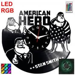 American Hero Zegar Ścienny Podświetlany LED RGB Na Pilota Płyta Winylowa Nowoczesny Dekoracyjny Na Prezent Urodziny