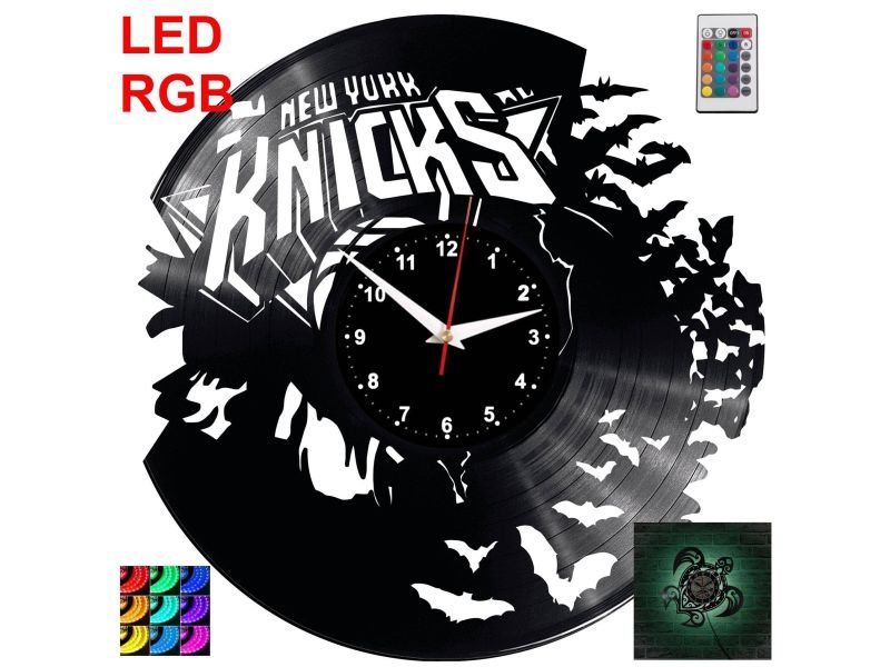 New York Knicks Zegar Ścienny Podświetlany LED RGB Na Pilota Płyta Winylowa Nowoczesny Dekoracyjny Na Prezent Urodziny