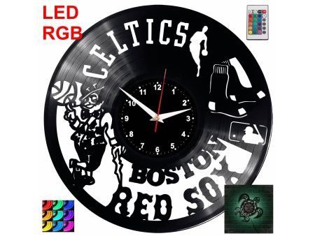 NBA Celtics & Boston Red Sox Zegar Ścienny Podświetlany LED RGB Na Pilota Płyta Winylowa Nowoczesny Dekoracyjny Na Prezent Urod