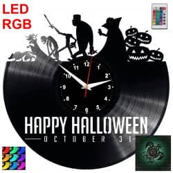 Happy Halloween Zegar Ścienny Podświetlany LED RGB Na Pilota Płyta Winylowa Nowoczesny Dekoracyjny Na Prezent Urodziny