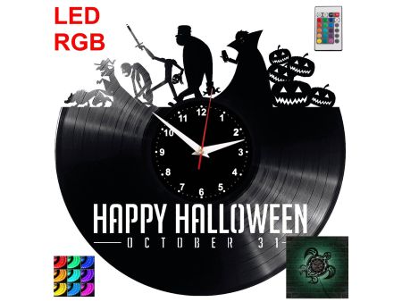 Happy Halloween Zegar Ścienny Podświetlany LED RGB Na Pilota Płyta Winylowa Nowoczesny Dekoracyjny Na Prezent Urodziny