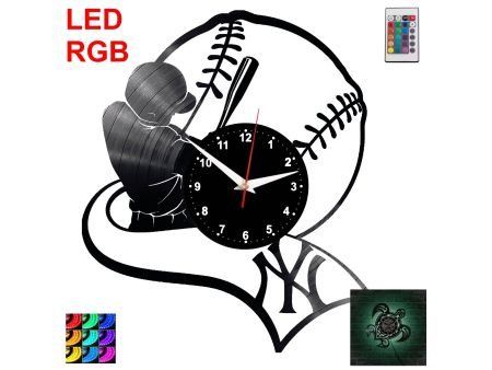 New York Yankees Zegar Ścienny Podświetlany LED RGB Na Pilota Płyta Winylowa Nowoczesny Dekoracyjny Na Prezent Urodziny
