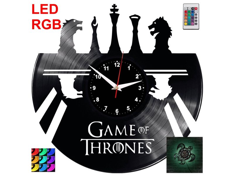 Gra o Tron Game Of Thrones Zegar Ścienny Podświetlany LED RGB Na Pilota Płyta Winylowa Nowoczesny Dekoracyjny Na Prezent Urodzin