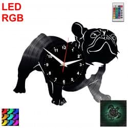 Francuski Buldog Zegar Ścienny Podświetlany LED RGB Na Pilota Płyta Winylowa Nowoczesny Dekoracyjny Na Prezent Urodziny