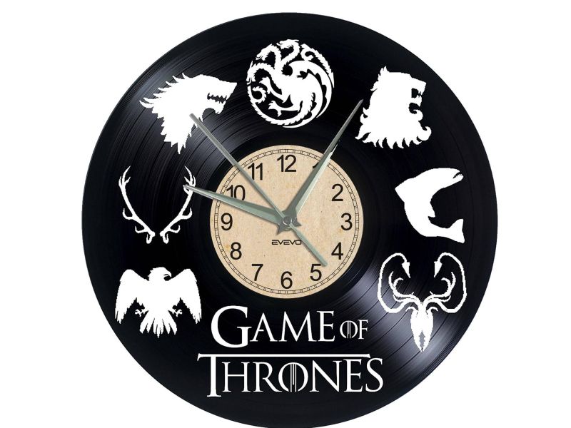 GRA O TRON GAME of THRONES ZEGAR ŚCIENNY PŁYTA WINYLOWA WINYL ZEGAR ŚCIENNY EVEVO EVEVEO.PL 