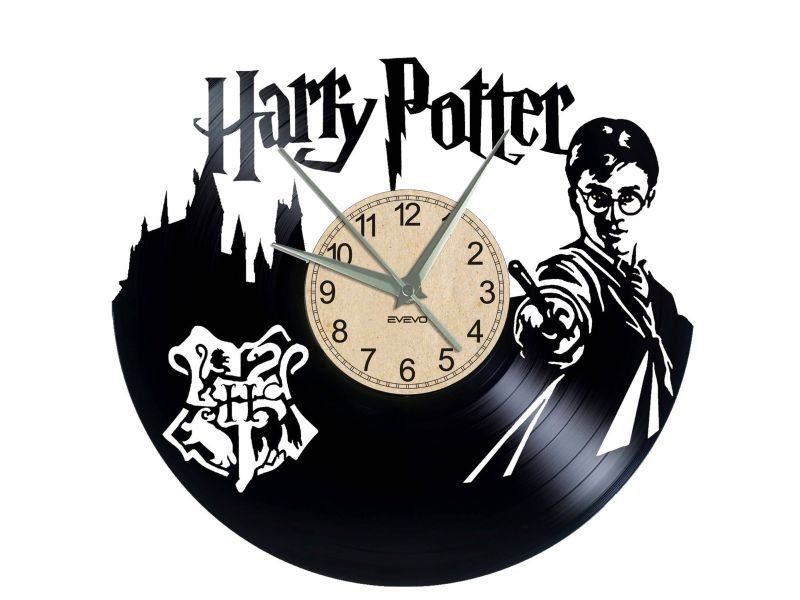 harry potter  ZEGAR ŚCIENNY DEKORACYJNY NOWOCZESNY PŁYTA WINYLOWA VINYL NA PREZENT EVEVO evevo.pl