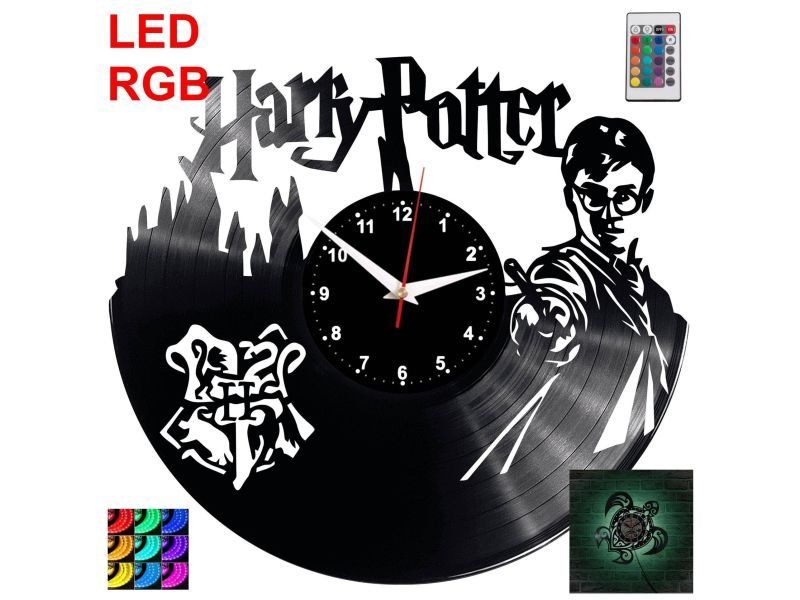 Harry Potter Zegar Ścienny Podświetlany LED RGB Na Pilota Płyta Winylowa Nowoczesny Dekoracyjny Na Prezent Urodziny