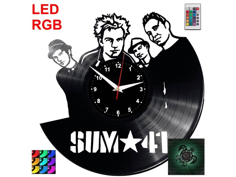 Sum 41 Zegar Ścienny Podświetlany LED RGB Na Pilota Płyta Winylowa Nowoczesny Dekoracyjny Na Prezent Urodziny