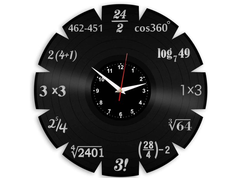 ZEGAR MATEMATYKA MATHATIC CLOCK ZEGAR ŚCIENNY PŁYTA WINYLOWA WINYL ZEGAR ŚCIENNY EVEVO EVEVEO.PL