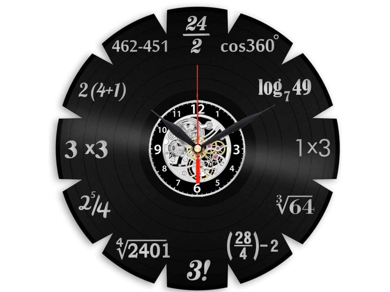 ZEGAR MATEMATYKA MATHATIC CLOCK ZEGAR ŚCIENNY PŁYTA WINYLOWA WINYL ZEGAR ŚCIENNY EVEVO EVEVEO.PL