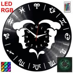 Bliźnięta Znak Zodiaku Zegar Ścienny Podświetlany LED RGB Na Pilota Płyta Winylowa Nowoczesny Dekoracyjny Na Prezent Urodziny