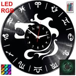 Lew Znak Zodiaku Zegar Ścienny Podświetlany LED RGB Na Pilota Płyta Winylowa Nowoczesny Dekoracyjny Na Prezent Urodziny