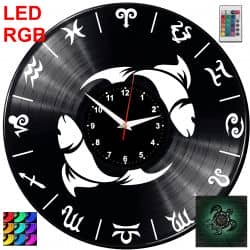 Ryba Znak Zodiaku Zegar Ścienny Podświetlany LED RGB Na Pilota Płyta Winylowa Nowoczesny Dekoracyjny Na Prezent Urodziny