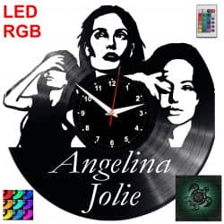 Angelina Jolie Zegar Ścienny Podświetlany LED RGB Na Pilota Płyta Winylowa Nowoczesny Dekoracyjny Na Prezent Urodziny