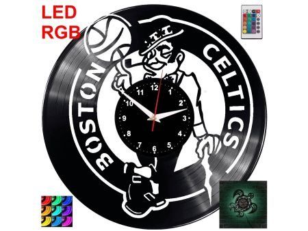 Boston Celtics Zegar Ścienny Podświetlany LED RGB Na Pilota Płyta Winylowa Nowoczesny Dekoracyjny Na Prezent Urodziny