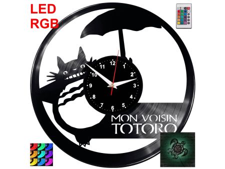 Totoro Ghibli Zegar Ścienny Podświetlany LED RGB Na Pilota Płyta Winylowa Nowoczesny Dekoracyjny Na Prezent Urodziny