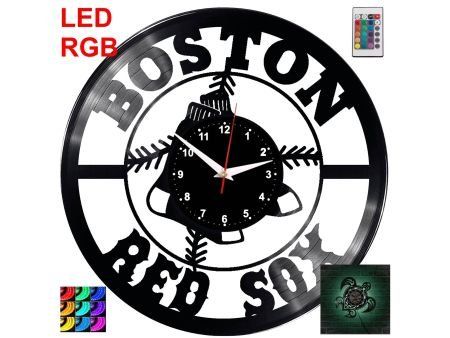 Boston Red Sox Zegar Ścienny Podświetlany LED RGB Na Pilota Płyta Winylowa Nowoczesny Dekoracyjny Na Prezent Urodziny
