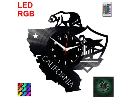 California Zegar Ścienny Podświetlany LED RGB Na Pilota Płyta Winylowa Nowoczesny Dekoracyjny Na Prezent Urodziny