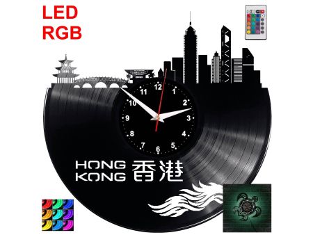 Hong Kong Zegar Ścienny Podświetlany LED RGB Na Pilota Płyta Winylowa Nowoczesny Dekoracyjny Na Prezent Urodziny