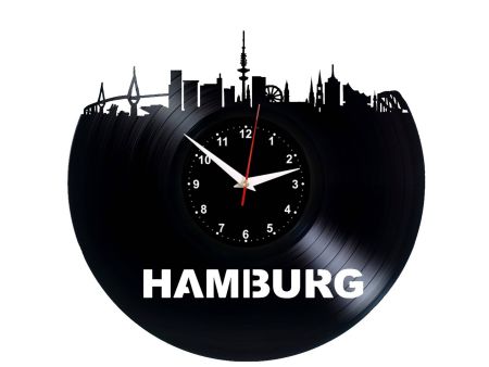 W0297 CITY HAMBURG ZEGAR ŚCIENNY PŁYTA WINYLOWA ZEGAR DEKORACYJNYEVEVO EVEVEO.PL   