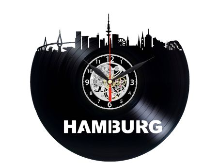 W0297 CITY HAMBURG ZEGAR ŚCIENNY PŁYTA WINYLOWA ZEGAR DEKORACYJNYEVEVO EVEVEO.PL   