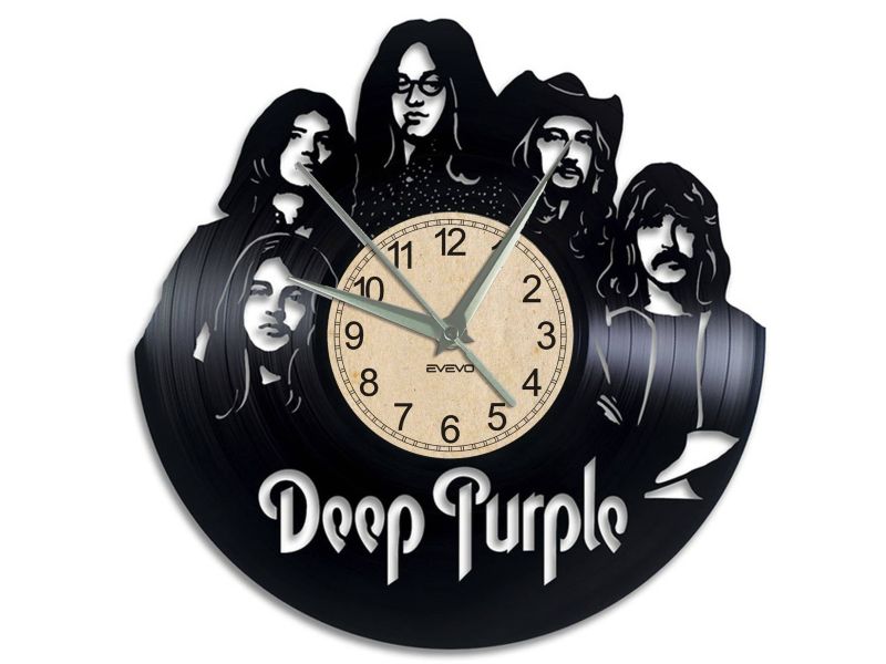 W0322 DEEP PURPLE  ZEGAR SCIENNY ZEGAR DEKORACYJNY ZEGAZ Z PŁYTY WINYLOWEJ EVEVO EVEVEO.PL