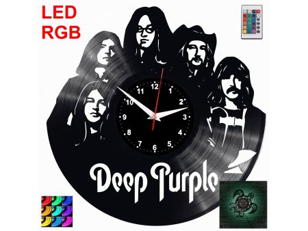 Deep Purple Zegar Ścienny Podświetlany LED RGB Na Pilota Płyta Winylowa Nowoczesny Dekoracyjny Na Prezent Urodziny