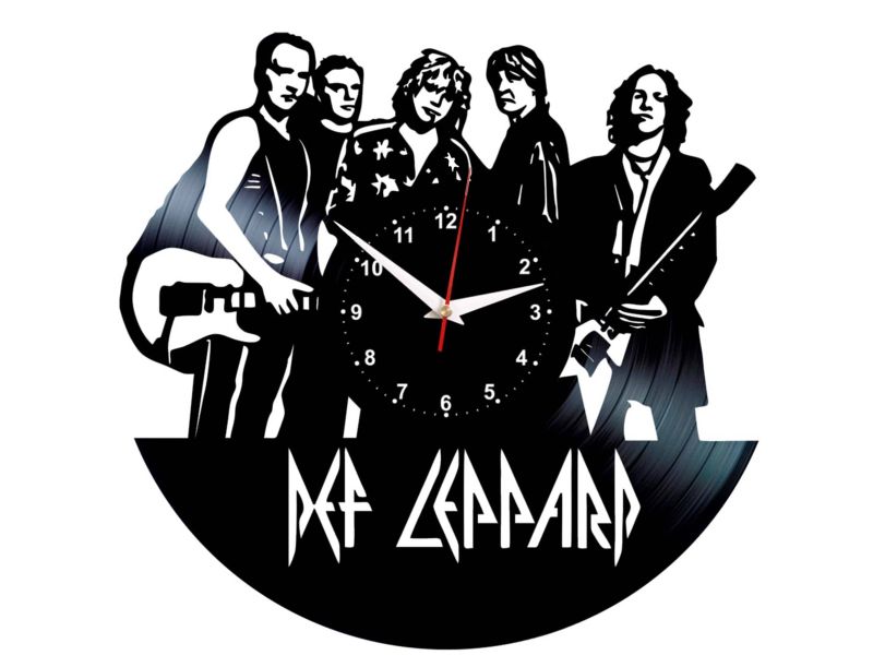 W0325 Def-Leppard  ZEGAR SCIENNY ZEGAR DEKORACYJNY ZEGAZ Z PŁYTY WINYLOWEJ EVEVO EVEVEO.PL