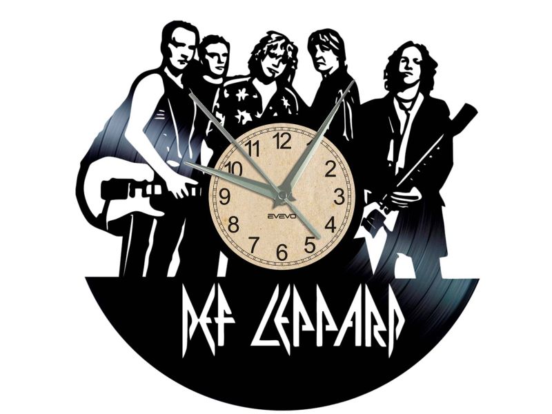 W0325 Def-Leppard  ZEGAR SCIENNY ZEGAR DEKORACYJNY ZEGAZ Z PŁYTY WINYLOWEJ EVEVO EVEVEO.PL