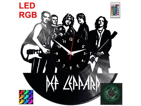 Def Leppard Zegar Ścienny Podświetlany LED RGB Na Pilota Płyta Winylowa Nowoczesny Dekoracyjny Na Prezent Urodziny