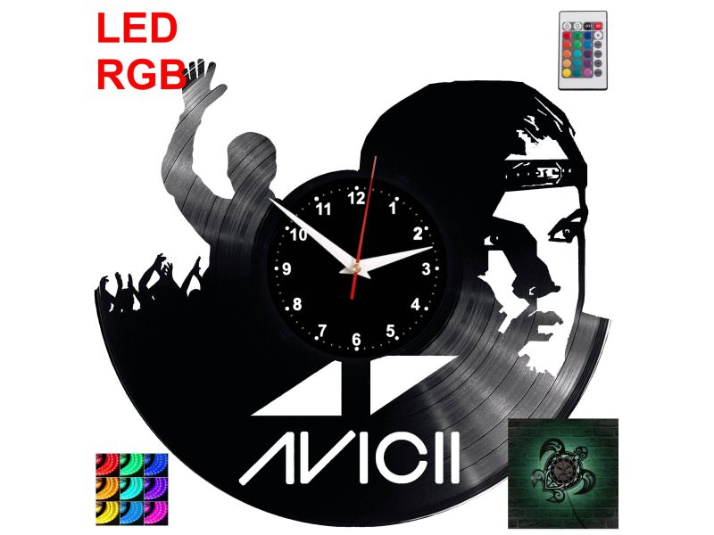 Dj Avicii Zegar Ścienny Podświetlany LED RGB Na Pilota Płyta Winylowa Nowoczesny Dekoracyjny Na Prezent Urodziny