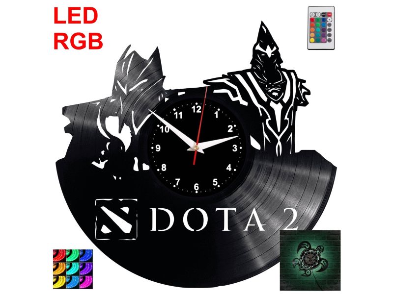 Dota2 Zegar Ścienny Podświetlany LED RGB Na Pilota Płyta Winylowa Nowoczesny Dekoracyjny Na Prezent Urodziny