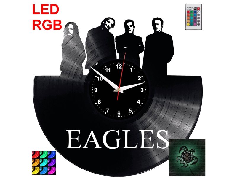 Eagles Rock Band Zegar Ścienny Podświetlany LED RGB Na Pilota Płyta Winylowa Nowoczesny Dekoracyjny Na Prezent Urodziny