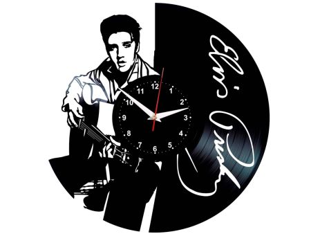 W0342 Elvis Presley   ZEGAR SCIENNY ZEGAR DEKORACYJNY ZEGAZ Z PŁYTY WINYLOWEJ EVEVO EVEVEO.PL